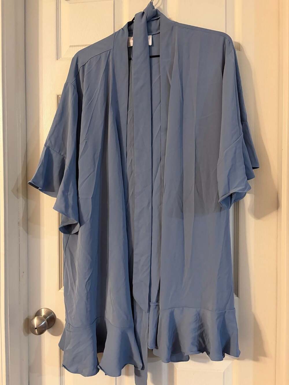 Birdy Grey Blue Ruffle Robe Size M/L - Picture 3 of 5